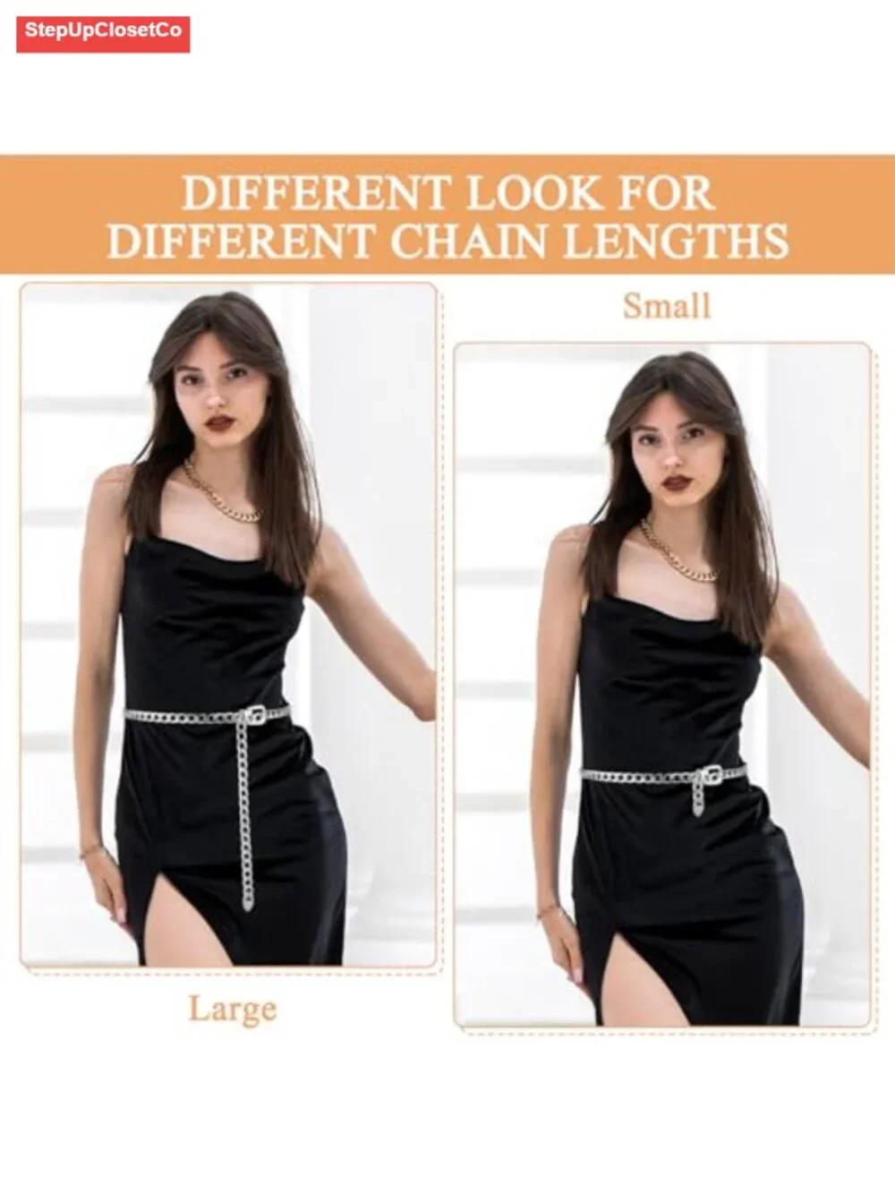 Elegant Silver Chain Belt for Women, Adjustable Waist Belt